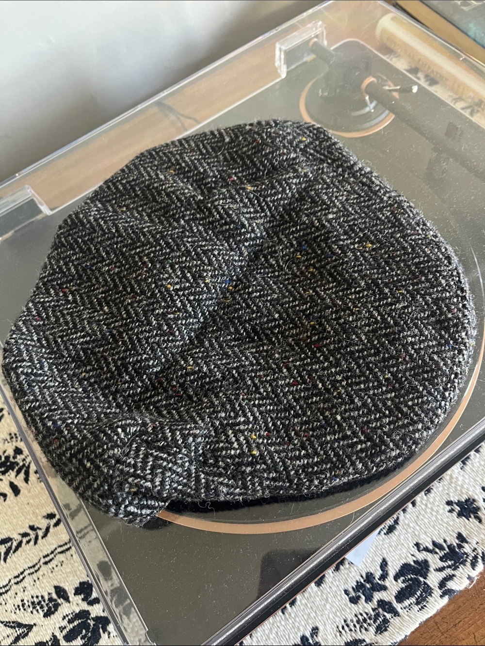 Men's Shandon Charcoal Herringbone Tweed Newsboy Cap 100% Wool